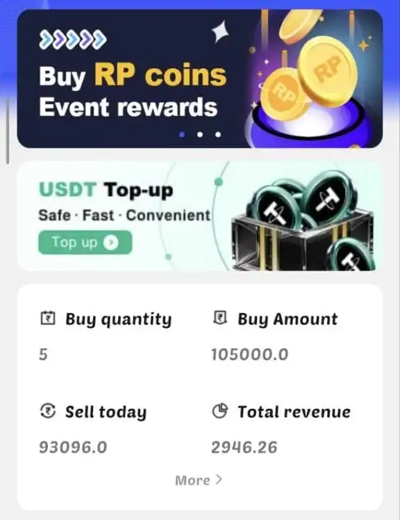 RushPay app interface - earnings dashboard